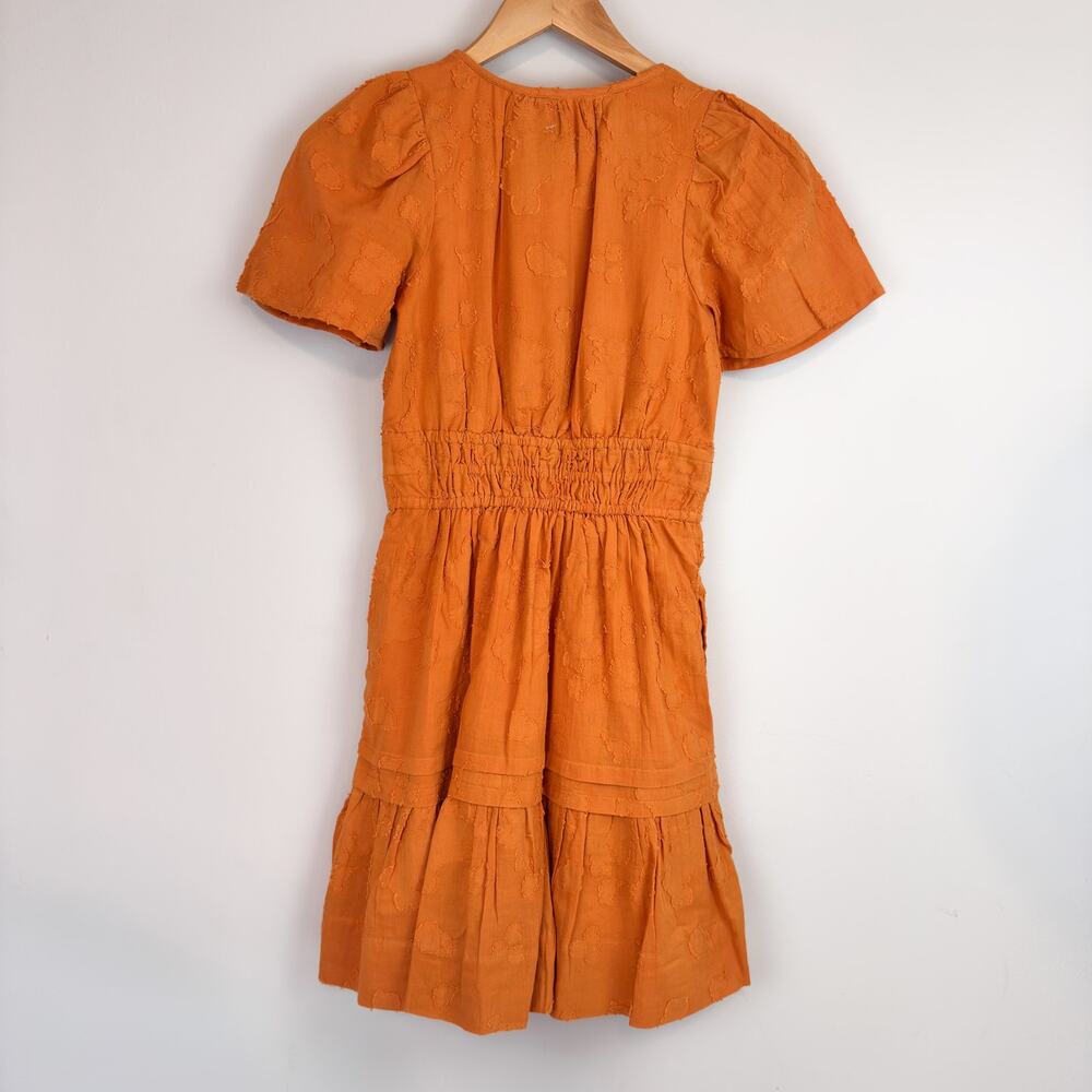 Anthropologie Women's Dress Size XXS | Gold Orange Floral Embroidery - Picture 2 of 6